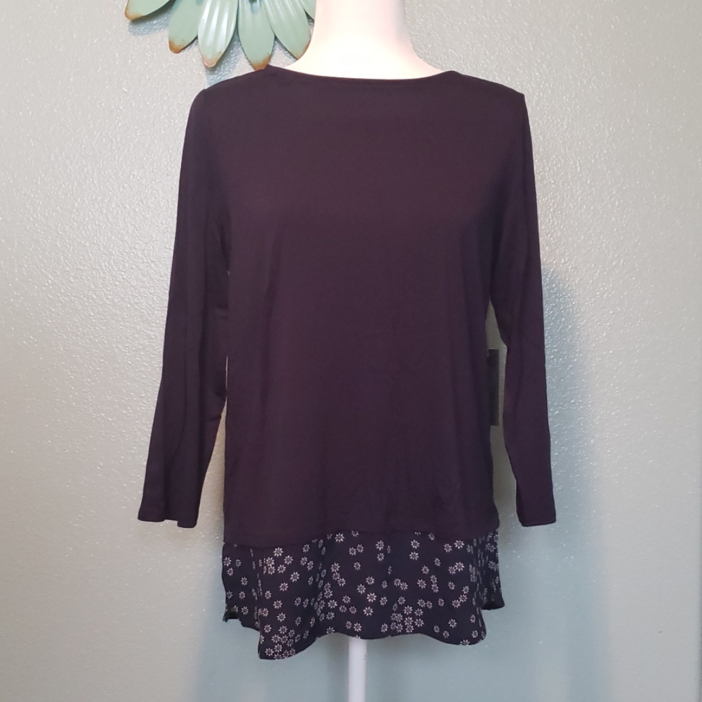 Vince Camuto Mixed Media Hem Top